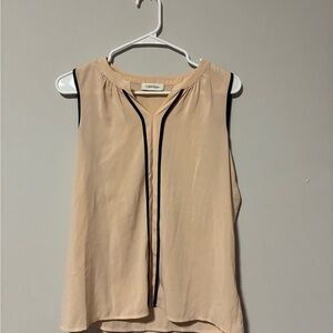 Calvin Klein Beige Sleeveless Camisole with Black Piping